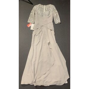 New JJs house Formal Silver‎ Dress Lace Full Length Size 4